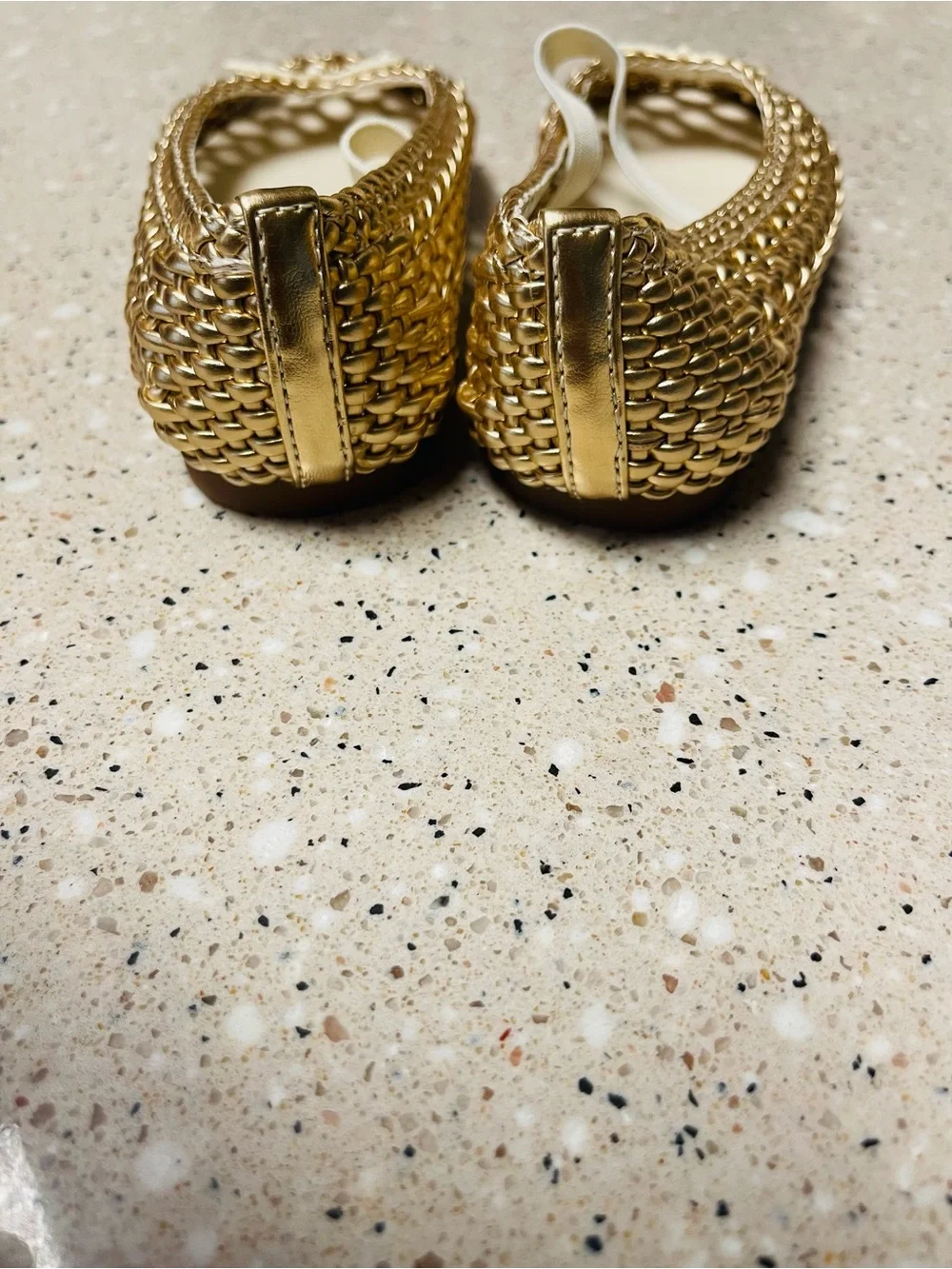 Crewcuts New Girls' Basketweave Ballet Flats Size 10 in Metallic Honey w/Strap